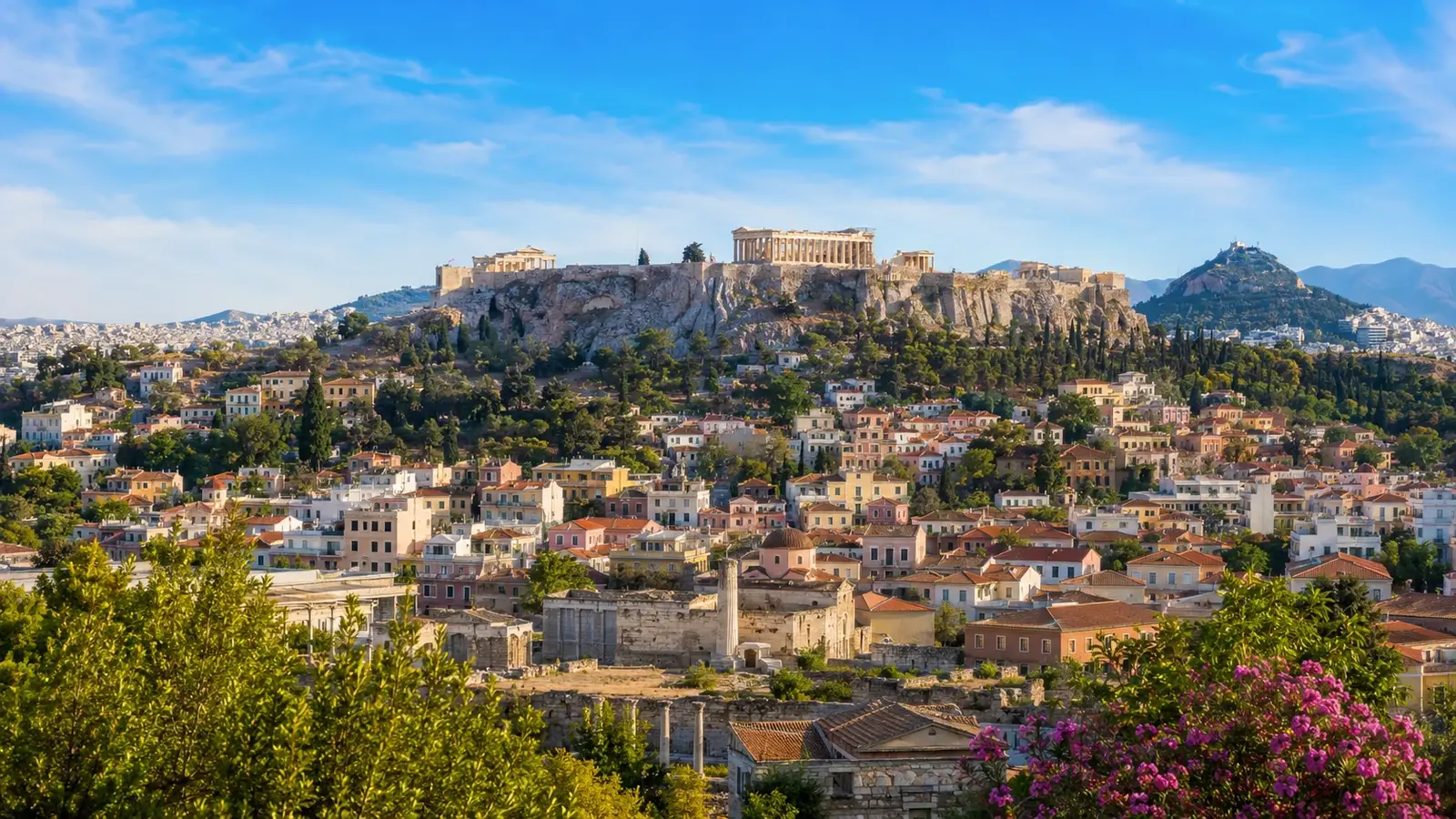 Översiktsvy över Aten och Akropolis.